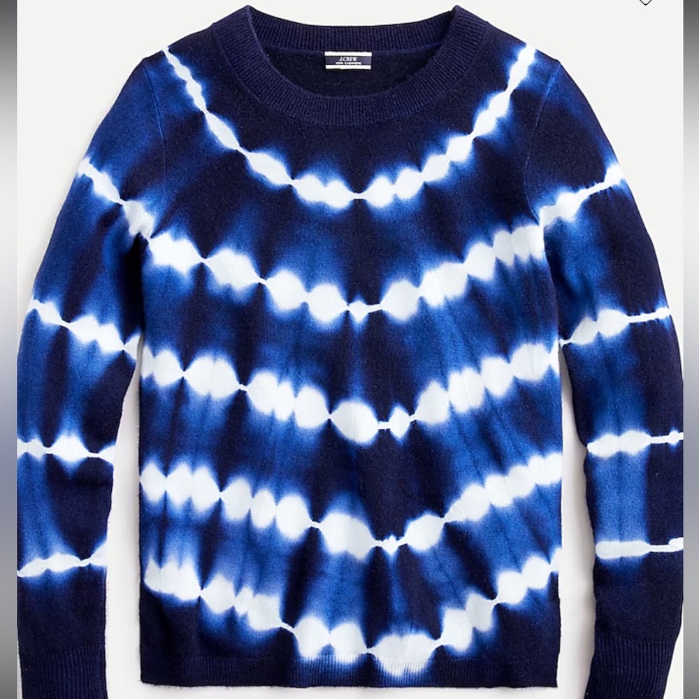 J Crew Tie Dye Blue & White Sweater - Cashmere XXS
